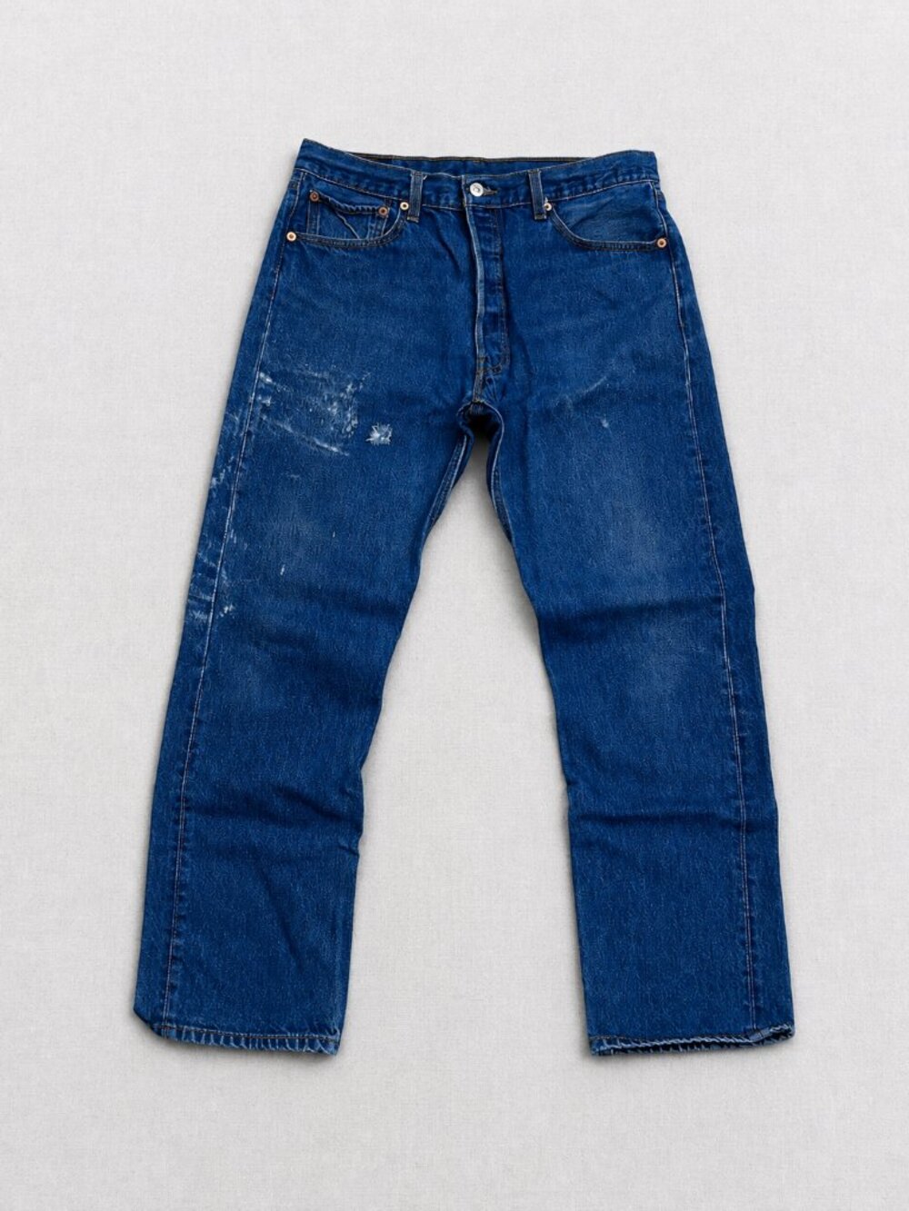 Levi’s 501 XX Jeans Men’s 35x33 Blue Denim Button Fly Distressed Straight Leg